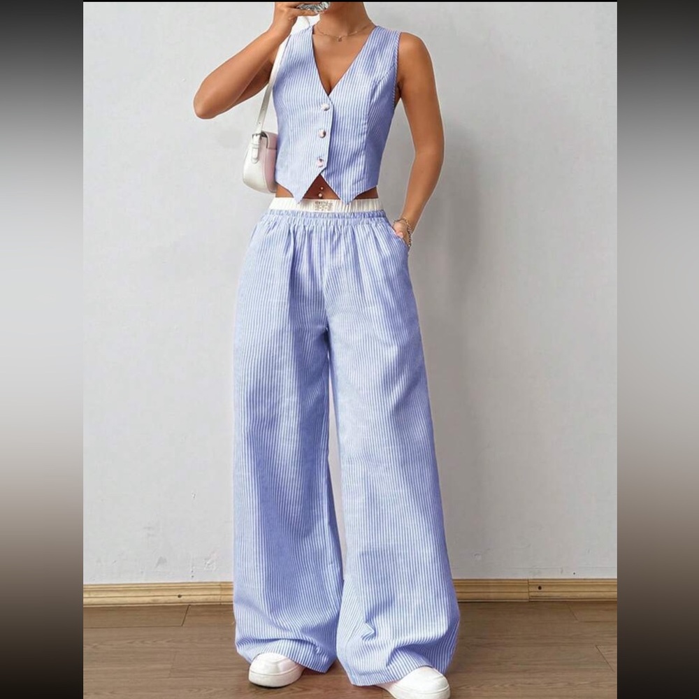 Women's Blue Wide Leg Pants